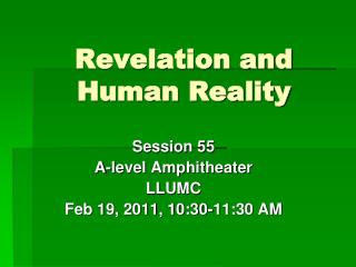 Revelation and Human Reality