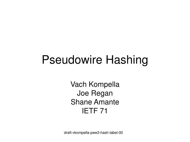 pseudowire hashing