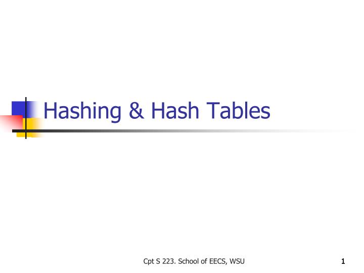 hashing hash tables