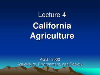 AGST 3000 Agriculture, Environment, and Society