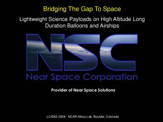 Provider of Near Space Solutions