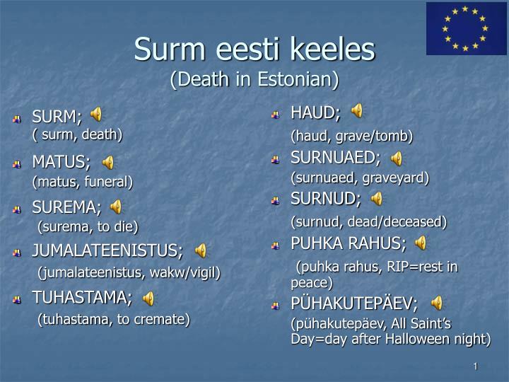 surm eesti keeles death in estonian