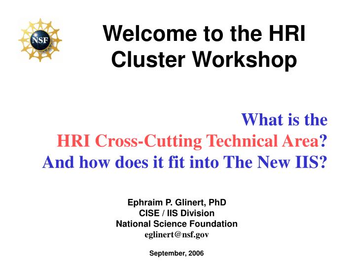 welcome to the hri cluster workshop