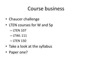 Course business