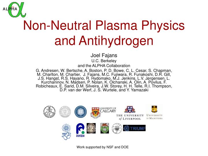 non neutral plasma physics and antihydrogen