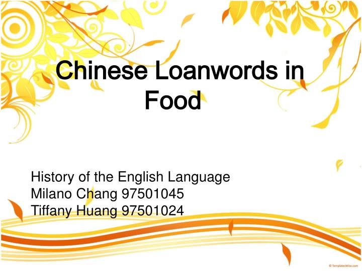 chinese loanwords in food