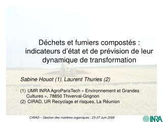 d chets et fumiers compost s indicateurs d tat et de pr vision de leur dynamique de transformation