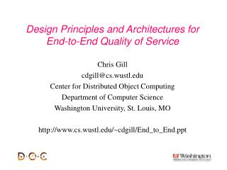 Design Principles and Architectures for End-to-End Quality of Service