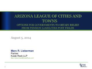 ARIZONA LEAGUE OF CITIES AND TOWNS OPTIONS FOR GOVERNMENTS TO OBTAIN RELIEF