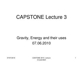 CAPSTONE Lecture 3