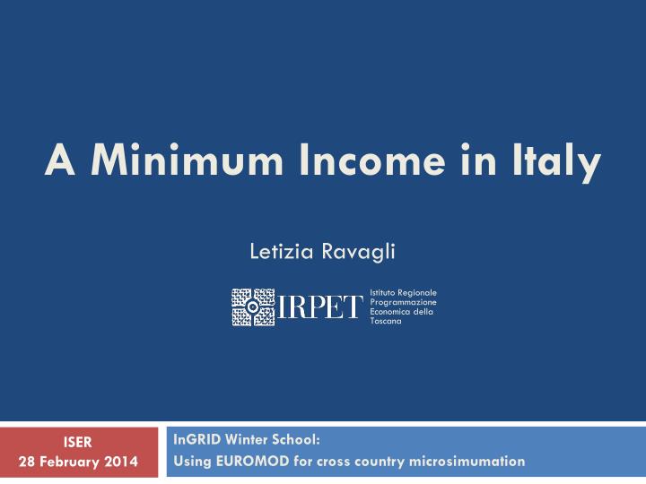 a minimum income in italy letizia ravagli