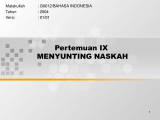 pertemuan ix menyunting naskah