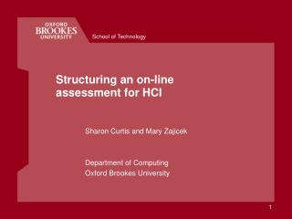 Structuring an on-line assessment for HCI