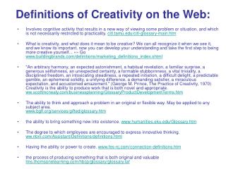 Definitions of Creativity on the Web: