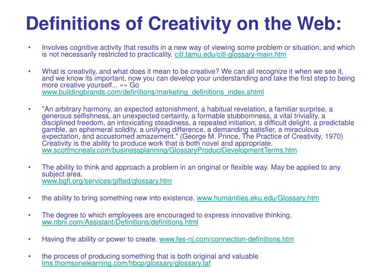 definitions of creativity on the web