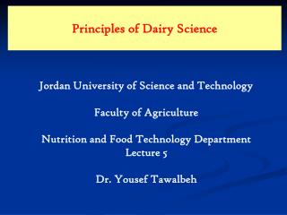 Principles of Dairy Science