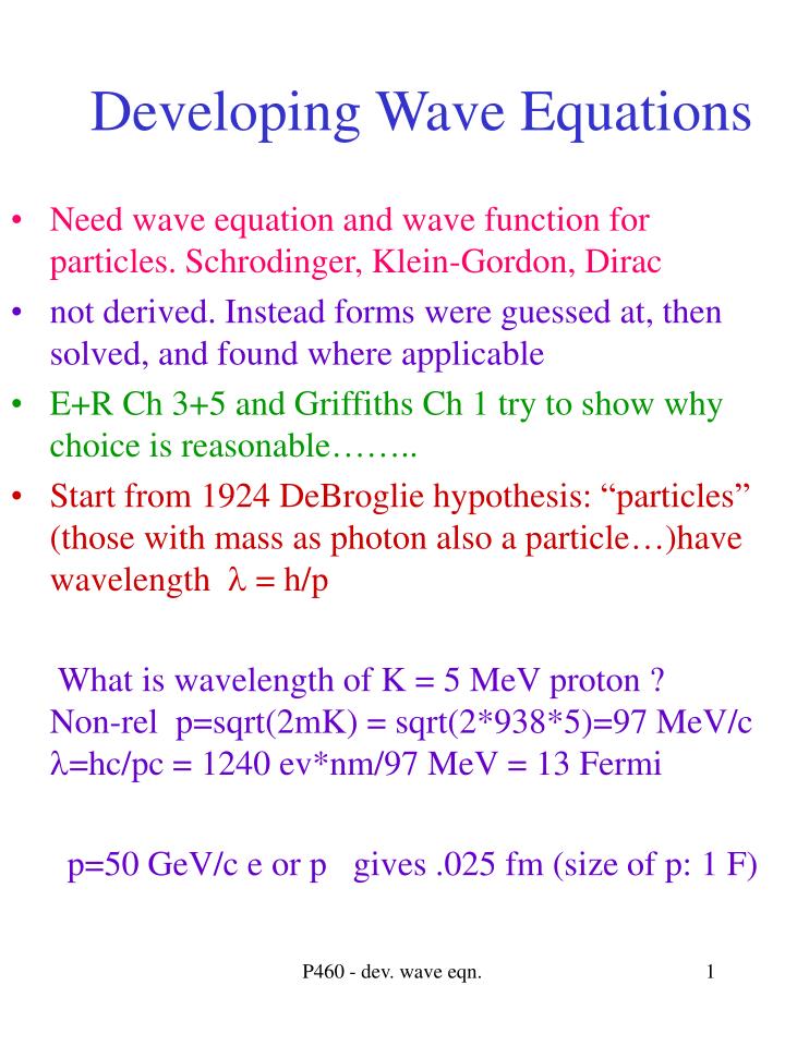 developing wave equations
