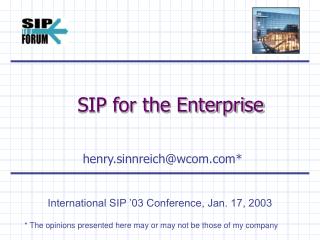 SIP for the Enterprise