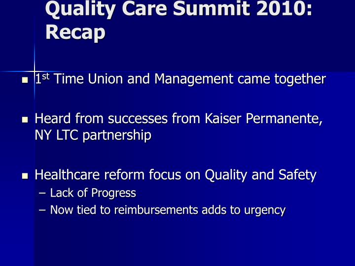 quality care summit 2010 recap