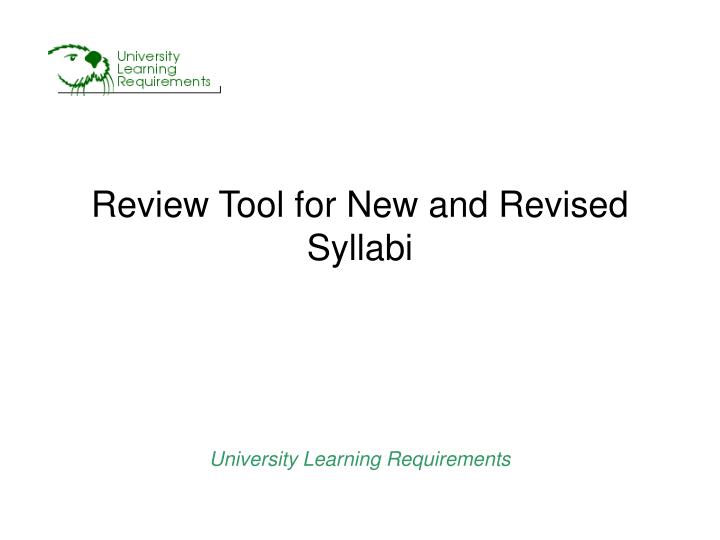 review tool for new and revised syllabi