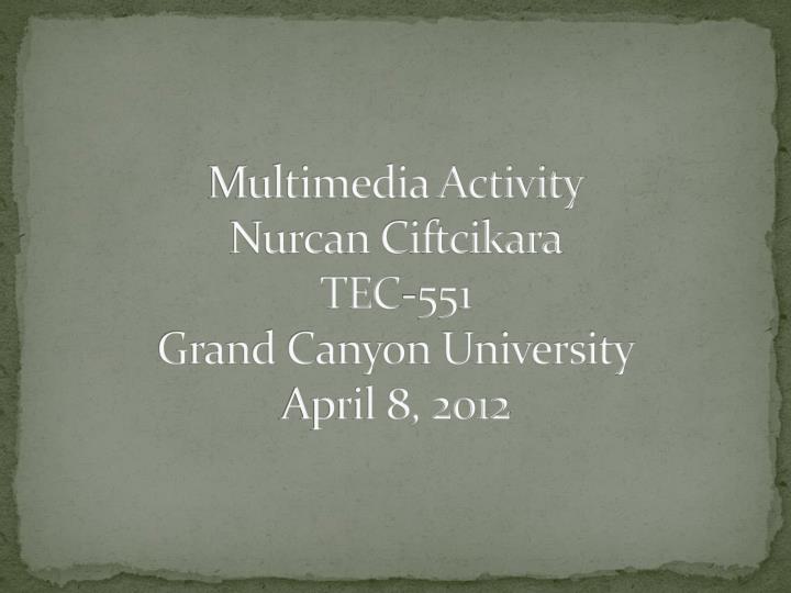 multimedia activity nurcan ciftcikara tec 551 grand canyon university april 8 2012