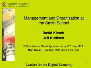 Management and Organization at the Smith School