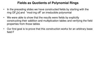 Fields as Quotients of Polynomial Rings