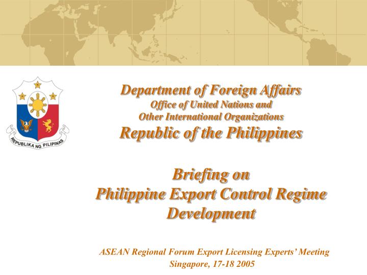 asean regional forum export licensing experts meeting singapore 17 18 2005