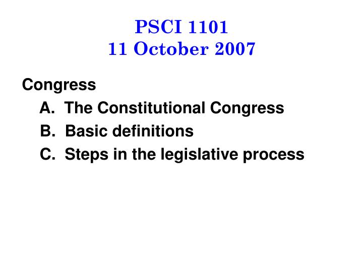 psci 1101 11 october 2007