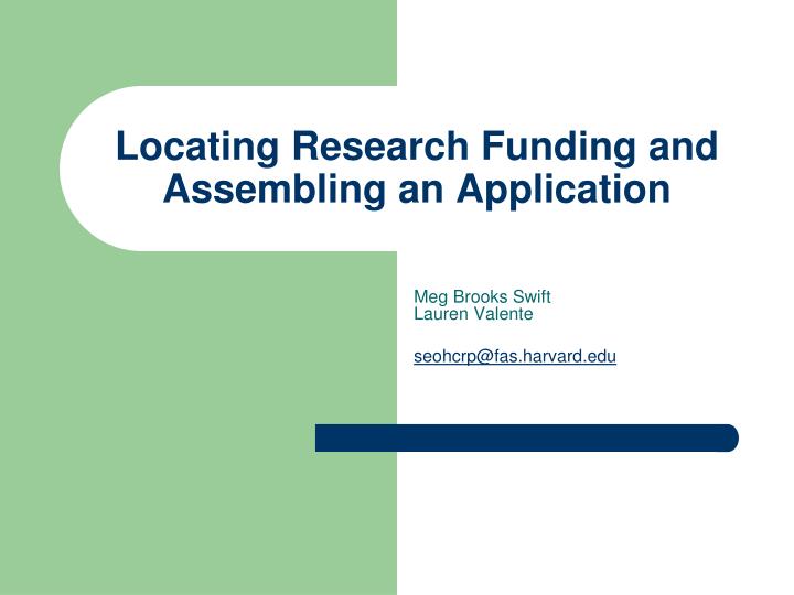 locating research funding and assembling an application