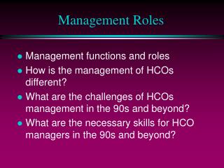 Management Roles