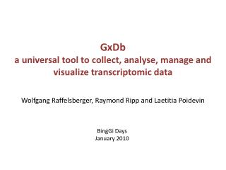 GxDb a universal tool to collect, analyse , manage and visualize transcriptomic data