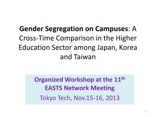 Organized Workshop at the 11 th EASTS Network Meeting Tokyo Tech, Nov.15-16, 2013