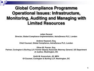 Key Elements of an Effective Compliance Programme: an Evolving Global Standard