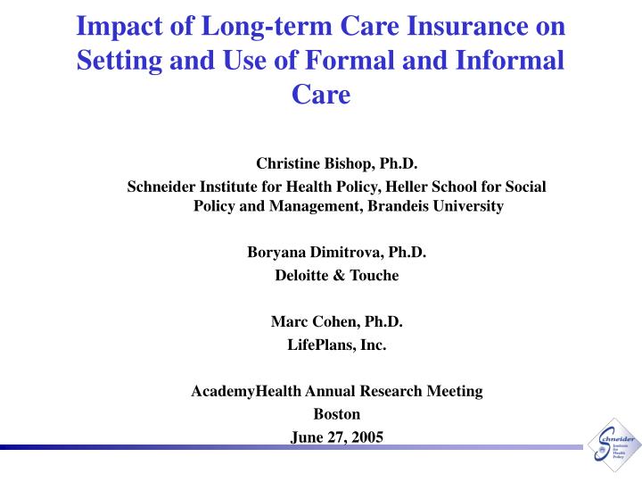 impact of long term care insurance on setting and use of formal and informal care