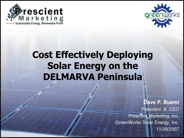 cost effectively deploying solar energy on the delmarva peninsula