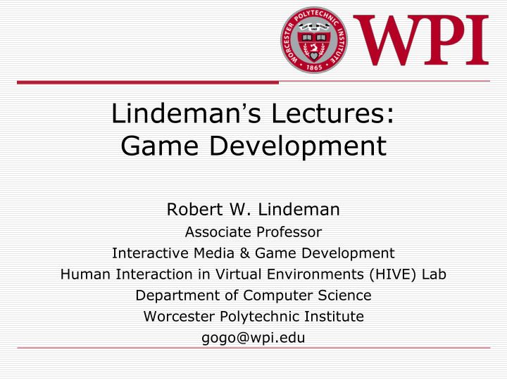 lindeman s lectures game development