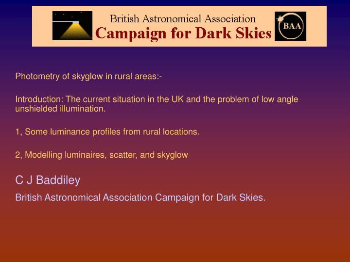 measuring and modelling rural skyglow