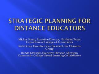 Strategic Planning for Distance Educators