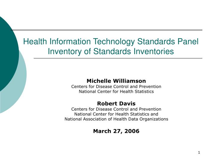 health information technology standards panel inventory of standards inventories