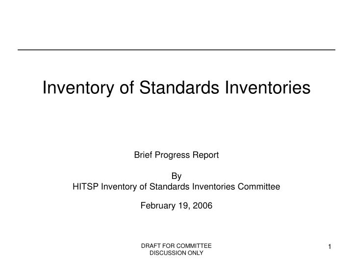 inventory of standards inventories