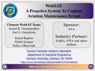 WebSAT: A Proactive System To Capture Aviation Maintenance Errors