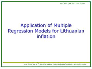 Application of Multiple Regression Models for Lithuanian inflation