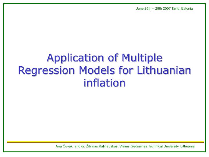application of multiple regression models for lithuanian inflation