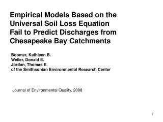 Empirical Models Based on the Universal Soil Loss Equation