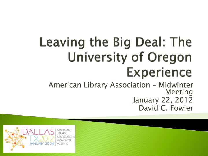 leaving the big deal the university of oregon experience