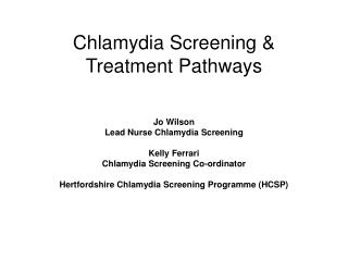 Chlamydia Screening &amp; Treatment Pathways