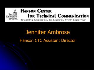 Jennifer Ambrose Hanson CTC Assistant Director