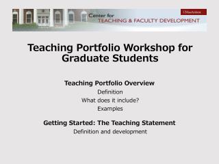 Teaching Portfolio Workshop for Graduate Students