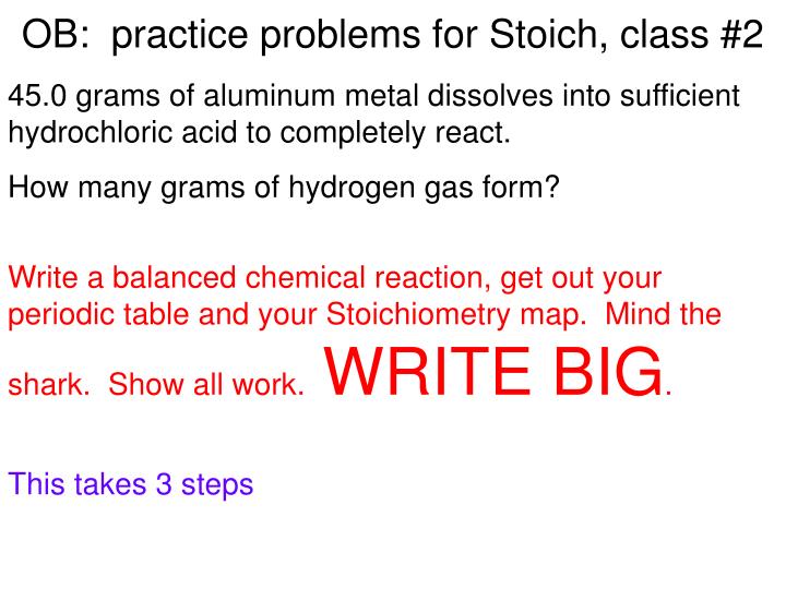 ob practice problems for stoich class 2